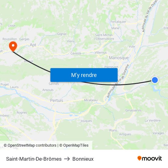 Saint-Martin-De-Brômes to Bonnieux map