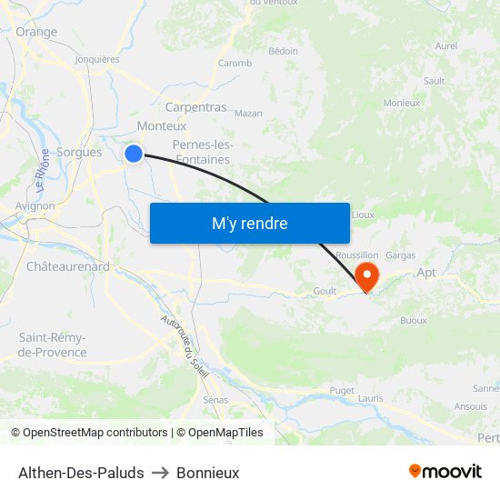Althen-Des-Paluds to Bonnieux map