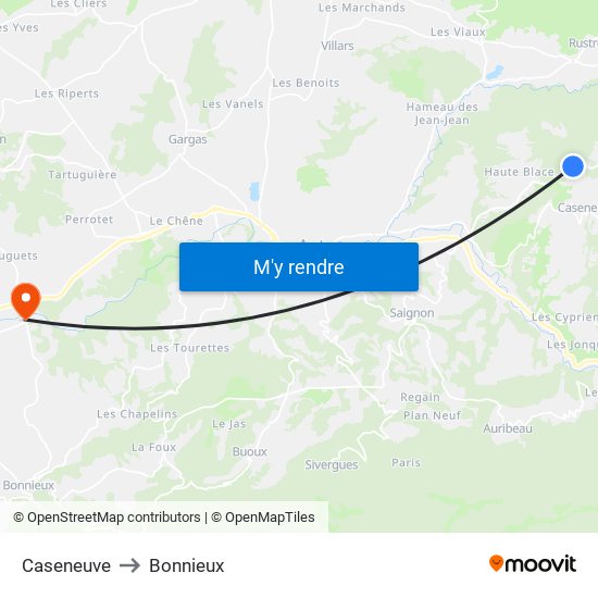 Caseneuve to Bonnieux map