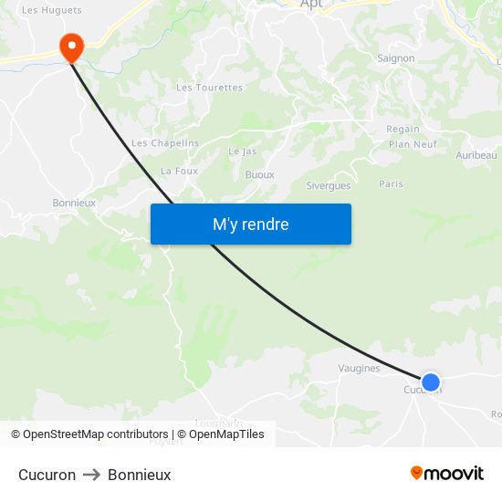 Cucuron to Bonnieux map