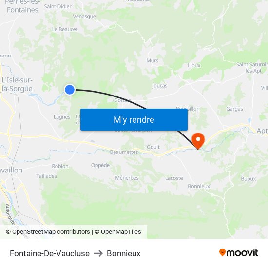 Fontaine-De-Vaucluse to Bonnieux map