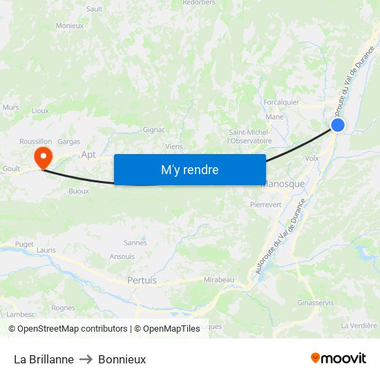 La Brillanne to Bonnieux map