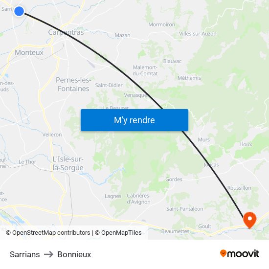 Sarrians to Bonnieux map