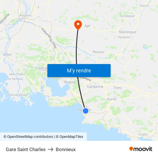 Gare Saint Charles to Bonnieux map