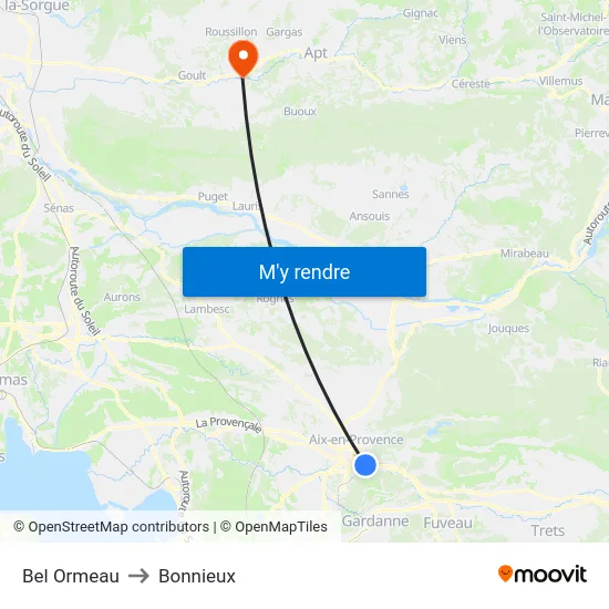 Bel Ormeau to Bonnieux map