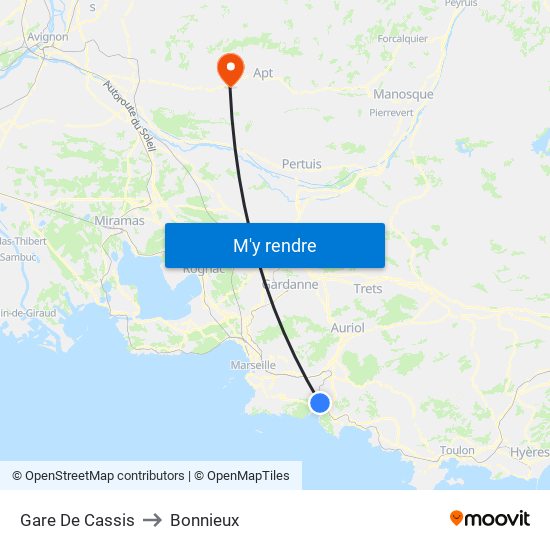 Gare De Cassis to Bonnieux map
