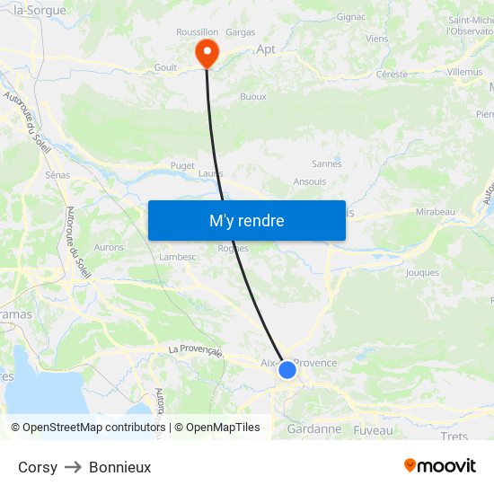 Corsy to Bonnieux map