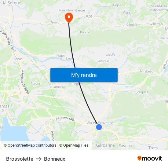 Brossolette to Bonnieux map