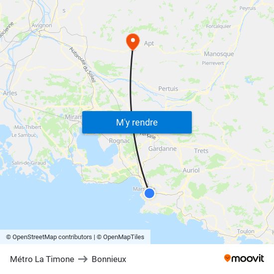 Métro La Timone to Bonnieux map