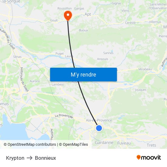 Krypton to Bonnieux map