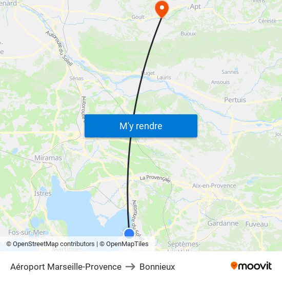 Aéroport Marseille-Provence to Bonnieux map