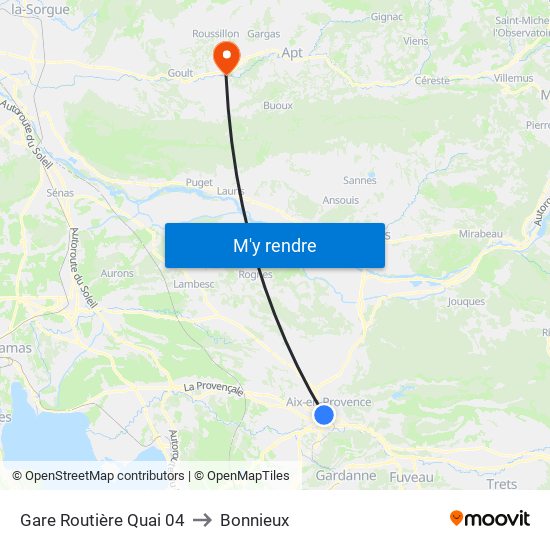 Gare Routière Quai 04 to Bonnieux map