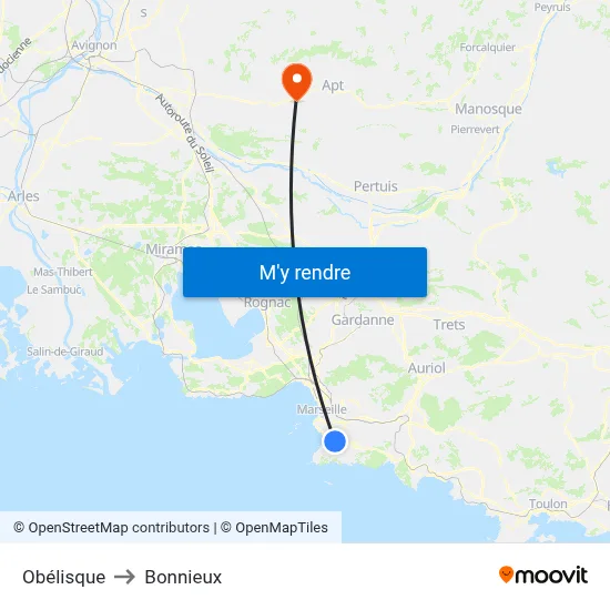 Obélisque to Bonnieux map