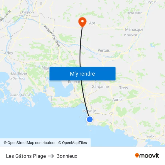 Bowl Du Prado to Bonnieux map