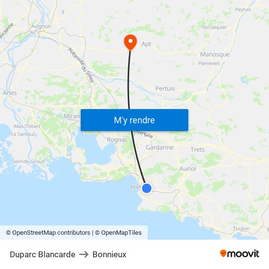 Duparc Blancarde to Bonnieux map