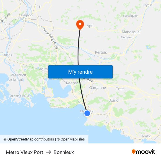 Métro Vieux Port to Bonnieux map