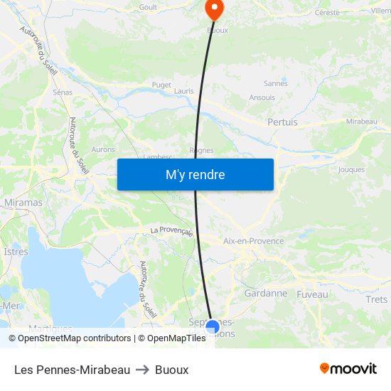 Les Pennes-Mirabeau to Buoux map