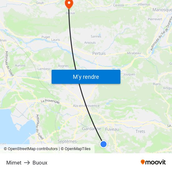 Mimet to Buoux map