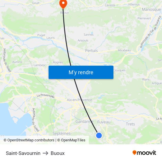 Saint-Savournin to Buoux map