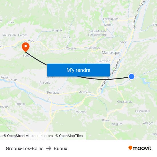 Gréoux-Les-Bains to Buoux map