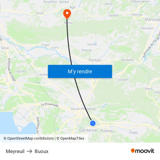 Meyreuil to Buoux map