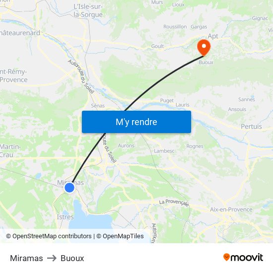 Miramas to Buoux map