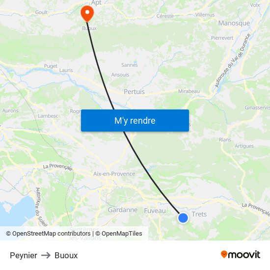 Peynier to Buoux map