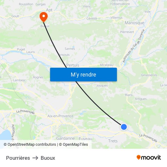 Pourrières to Buoux map