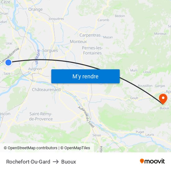Rochefort-Du-Gard to Buoux map