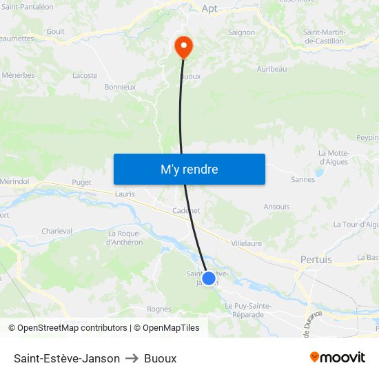 Saint-Estève-Janson to Buoux map