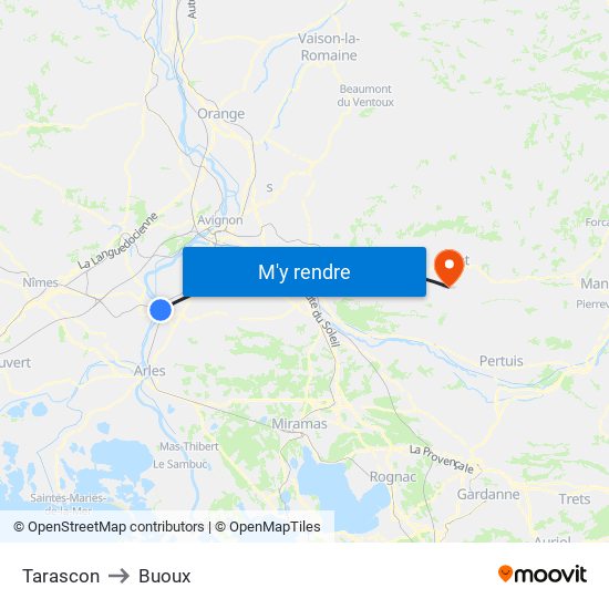 Tarascon to Buoux map