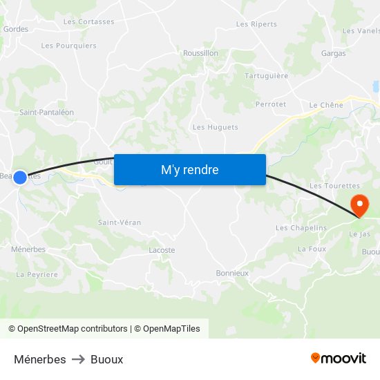 Ménerbes to Buoux map