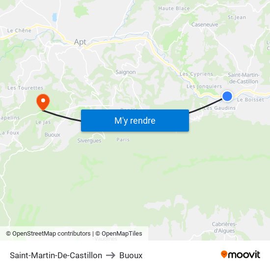 Saint-Martin-De-Castillon to Buoux map