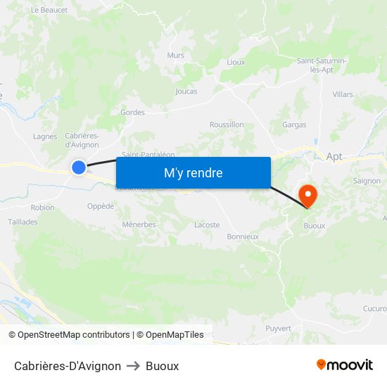 Cabrières-D'Avignon to Buoux map