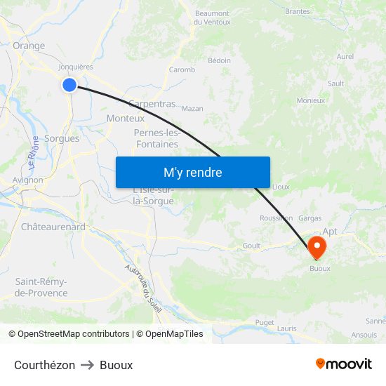 Courthézon to Buoux map