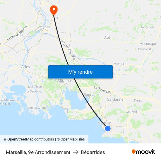Marseille, 9e Arrondissement to Bédarrides map