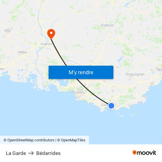 La Garde to Bédarrides map