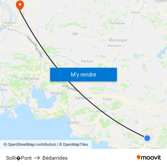 Solli�Pont to Bédarrides map