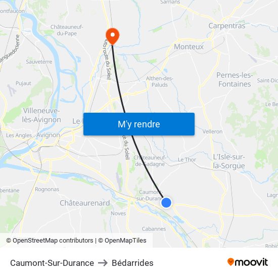 Caumont-Sur-Durance to Bédarrides map