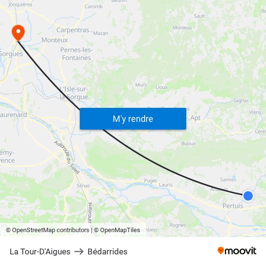 La Tour-D'Aigues to Bédarrides map