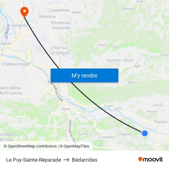 Le Puy-Sainte-Réparade to Bédarrides map