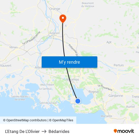 L'Etang De L'Olivier to Bédarrides map