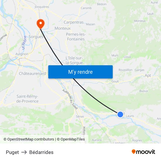 Puget to Bédarrides map