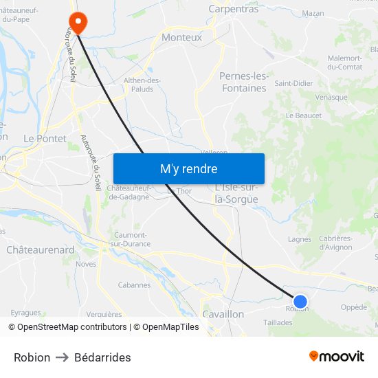 Robion to Bédarrides map