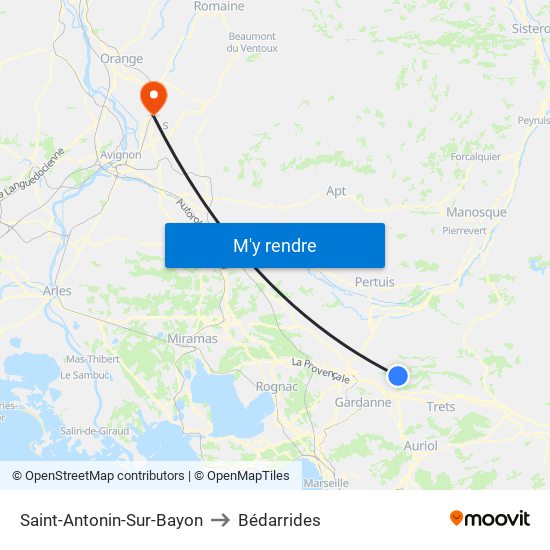 Saint-Antonin-Sur-Bayon to Bédarrides map