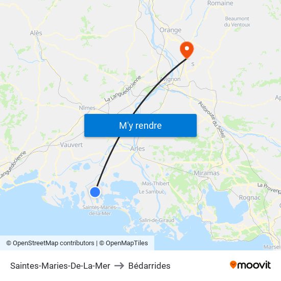 Saintes-Maries-De-La-Mer to Bédarrides map