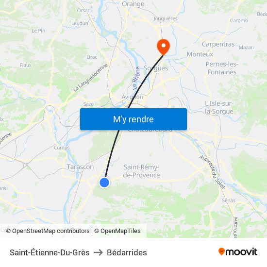 Saint-Étienne-Du-Grès to Bédarrides map