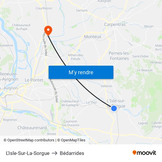 L'Isle-Sur-La-Sorgue to Bédarrides map