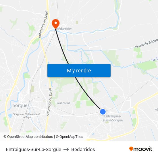 Entraigues-Sur-La-Sorgue to Bédarrides map