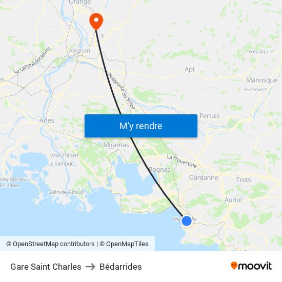 Gare Saint Charles to Bédarrides map
